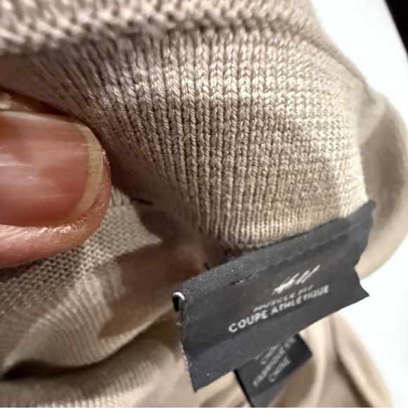 H&M Muscle Fit Polo Tan 1/4 Zip Shirt Short Sleeve Collar Men’s Size Large - Picture 12 of 13